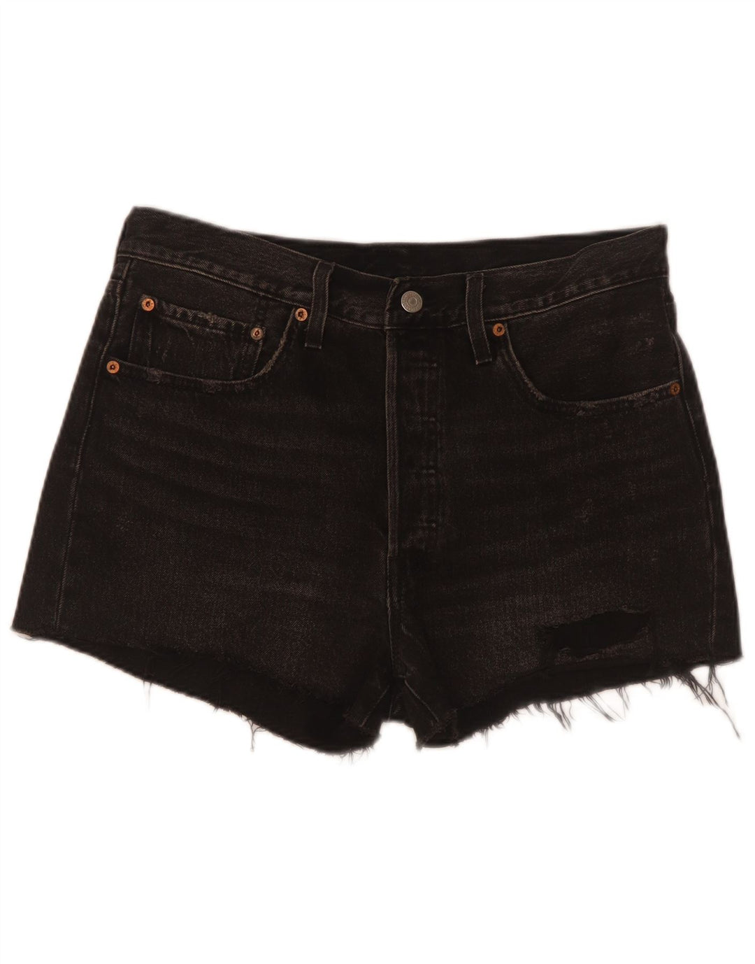 Damskie spodenki jeansowe Levi's 501 w trudnej sytuacji W30, średnia czarna bawełna