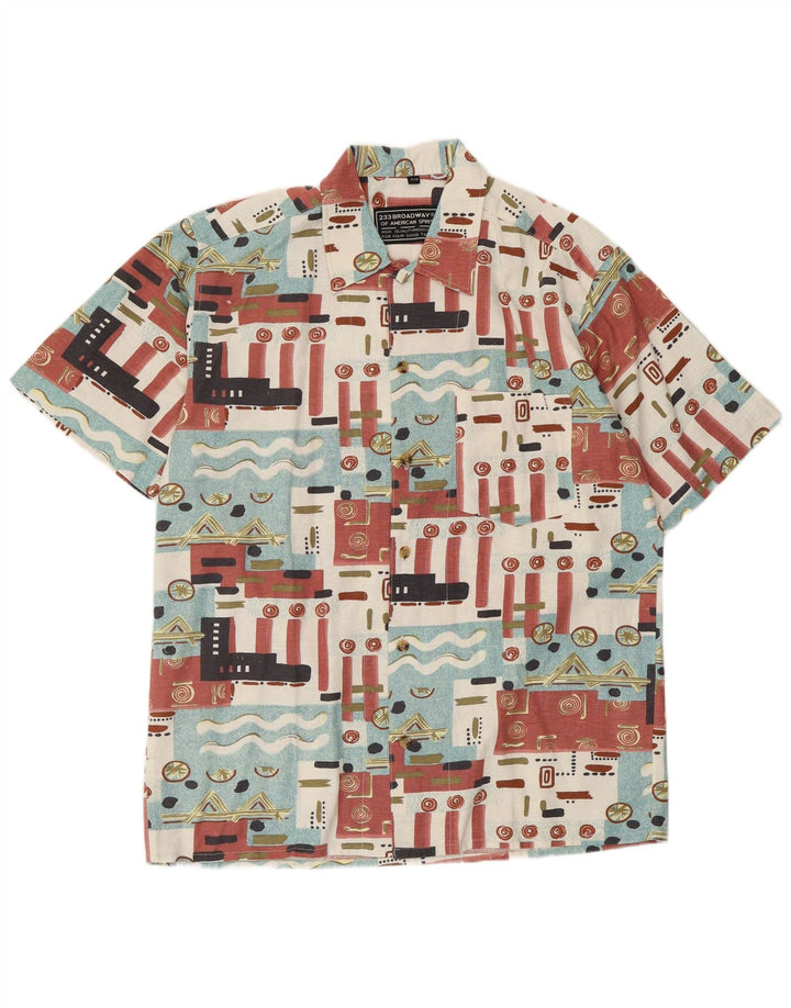 Koszula męska z krótkim rękawem BROADWAY, rozmiar 39/40, średnia, wielokolorowa, geometryczna