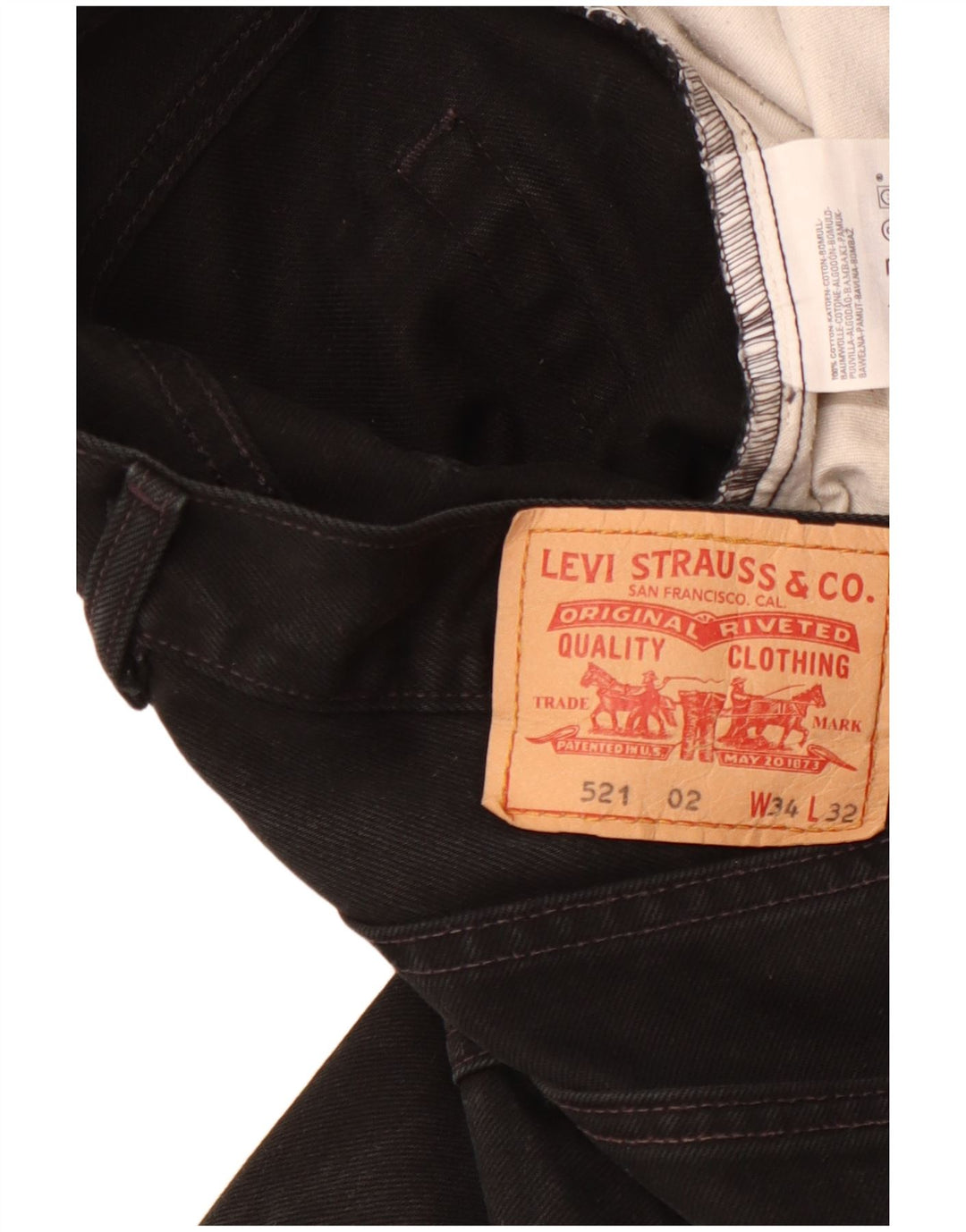 Męskie spodenki jeansowe LEVI'S 521 W 34, duże, czarne, bawełniane