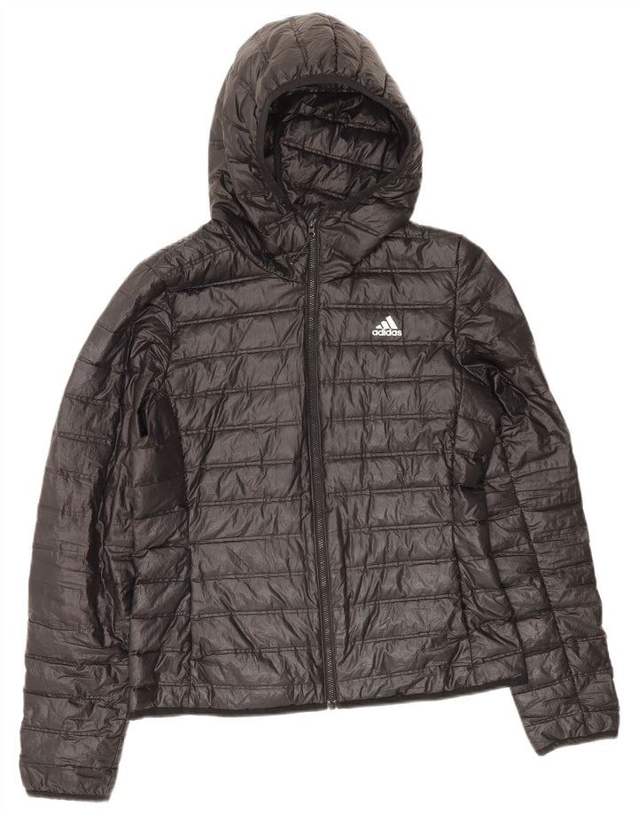 Damska wyściełana kurtka z kapturem Adidas UK 8/10 Mały czarny poliester