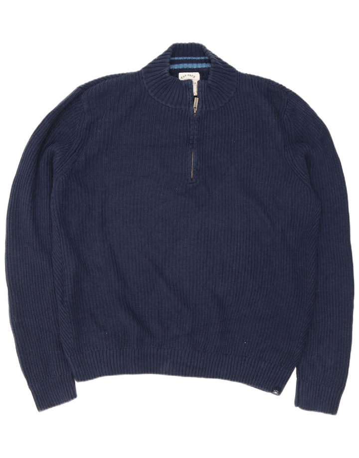 Sweter męski Fat Face z zamkiem przy szyi, rozmiar 2XL, granatowa bawełna