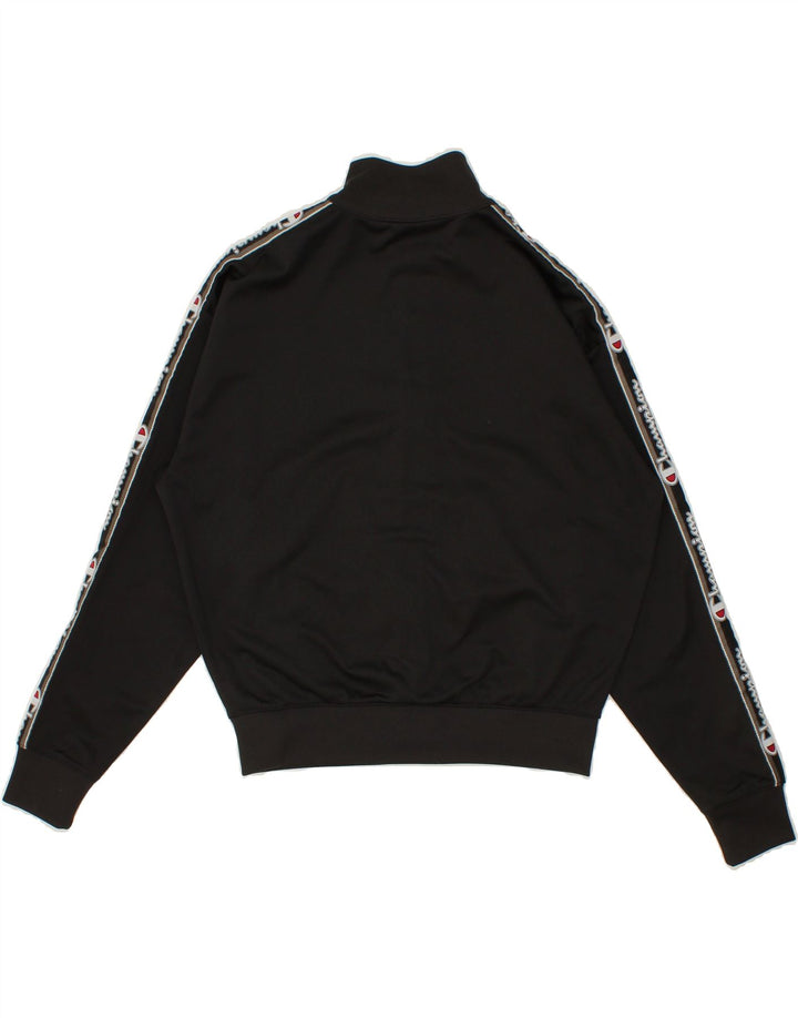 CHAMPION Womens Oversized Graphic Tracksuit Top Jacket UK 10 Small Black Vintage Champion and Second-Hand Champion from Messina Hembry 