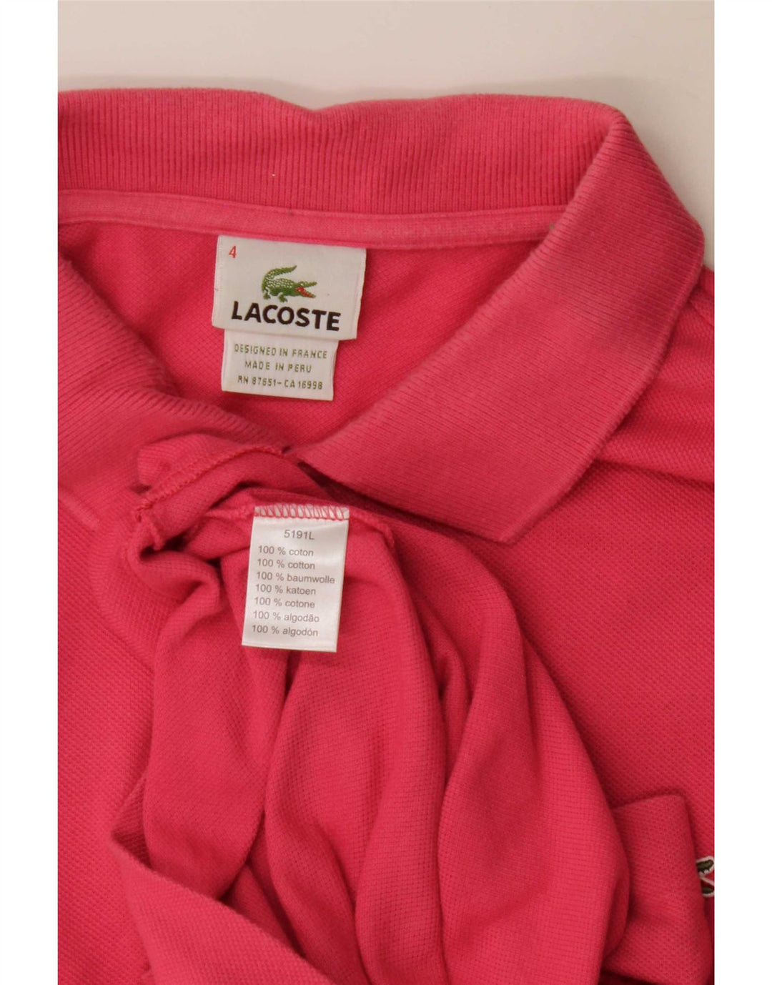 Męska koszulka polo Lacoste, rozmiar 4, średnia, różowa, bawełniana