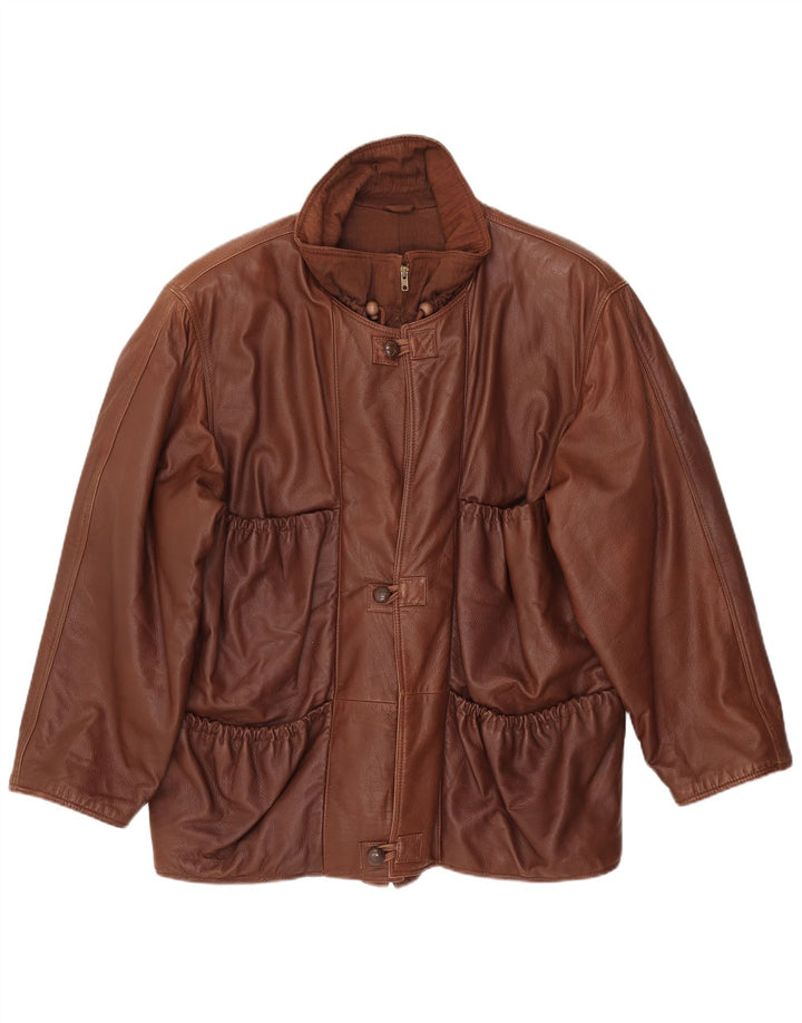 Męska kurtka skórzana VINTAGE UK 42 XL Brązowa skóra