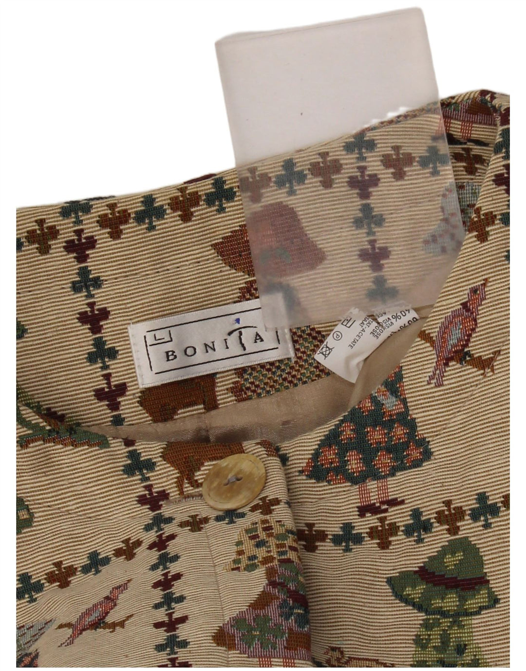 Bolerko damskie Bonita UK 16, duże, beżowe, poliestrowe Nowość