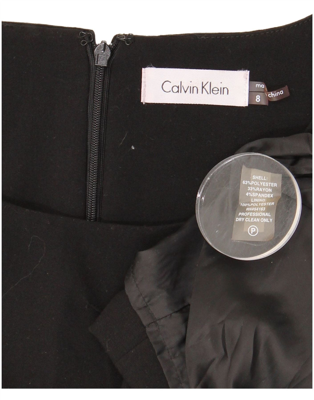 CALVIN KLEIN Damska sukienka płaszczowa bez rękawów US 8, średni czarny poliester