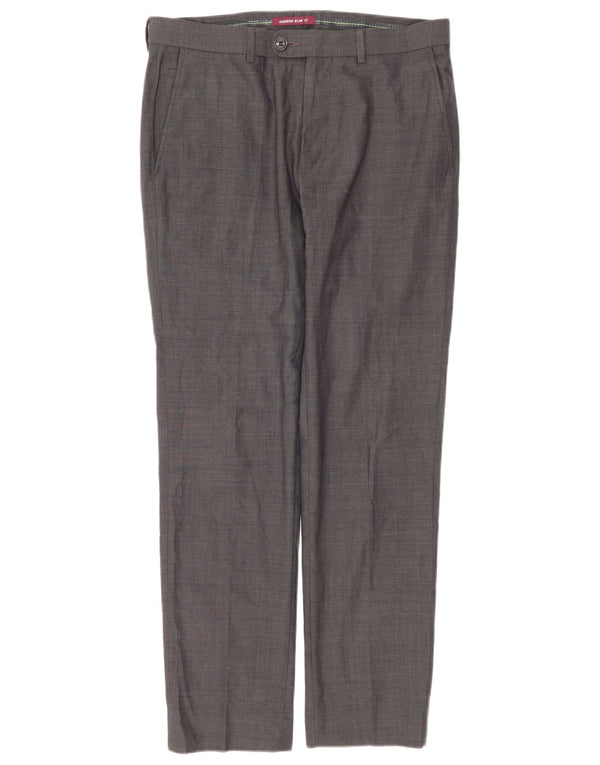 Marks & Spencer Mens Modern Slim Fit Suit Trousers W32 L31 Grey Wool