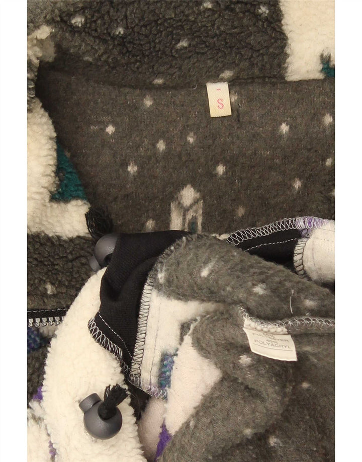 Męski sweter w stylu vintage z abstrakcyjnym wzorem i zamkiem błyskawicznym, mały, wielobarwny