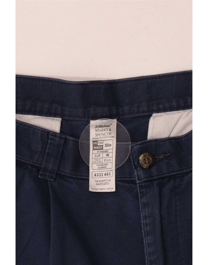 Marks & Spencer Męskie spodenki Chino Pegged W32 Średni granatowy, bawełniany