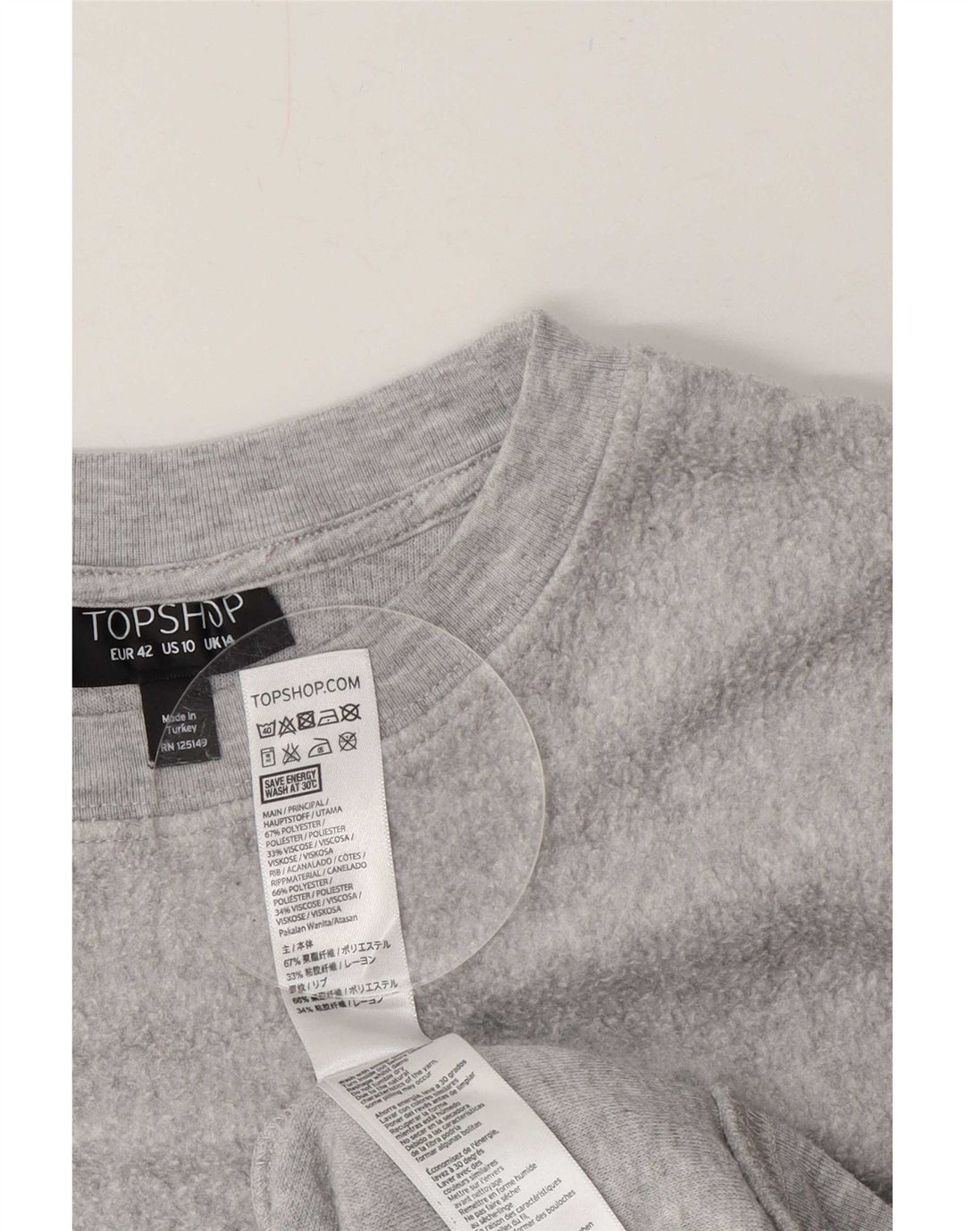 Damski sweter polarowy Topshop UK 14, duży, szary, poliester