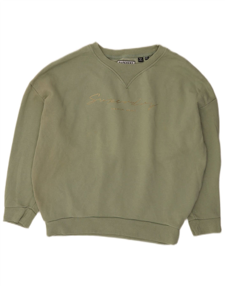 Damski sweter oversize Superdry z grafiką UK 8, mały, zielony, bawełniany