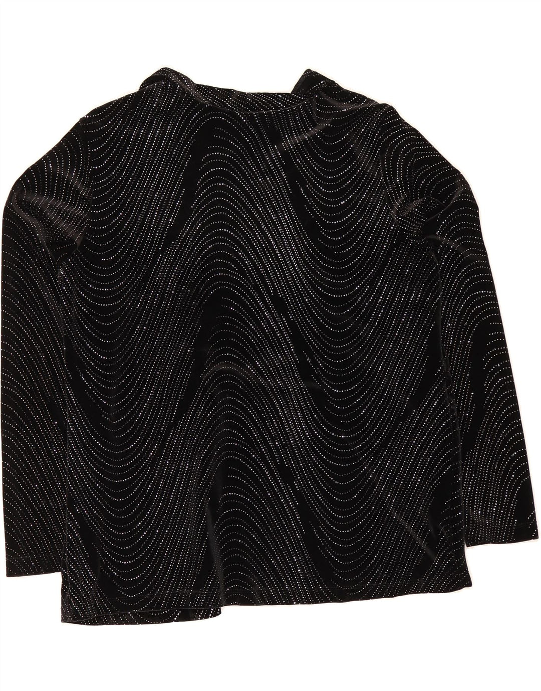 ELEMENTZ Womens Velour Long Sleeve Blouse Top UK 16 Large Black Striped Vintage Elementz and Second-Hand Elementz from Messina Hembry 