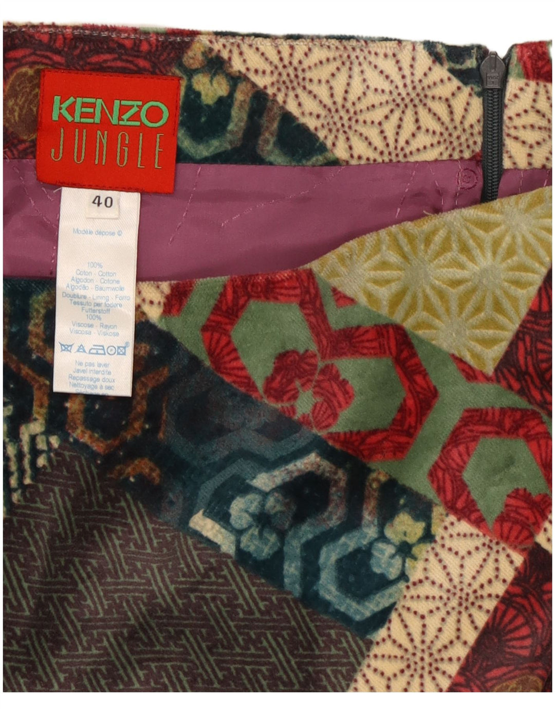 Damska asymetryczna spódnica Jungle Kenzo IT 40 Small W28 Wielobarwna Bohemi