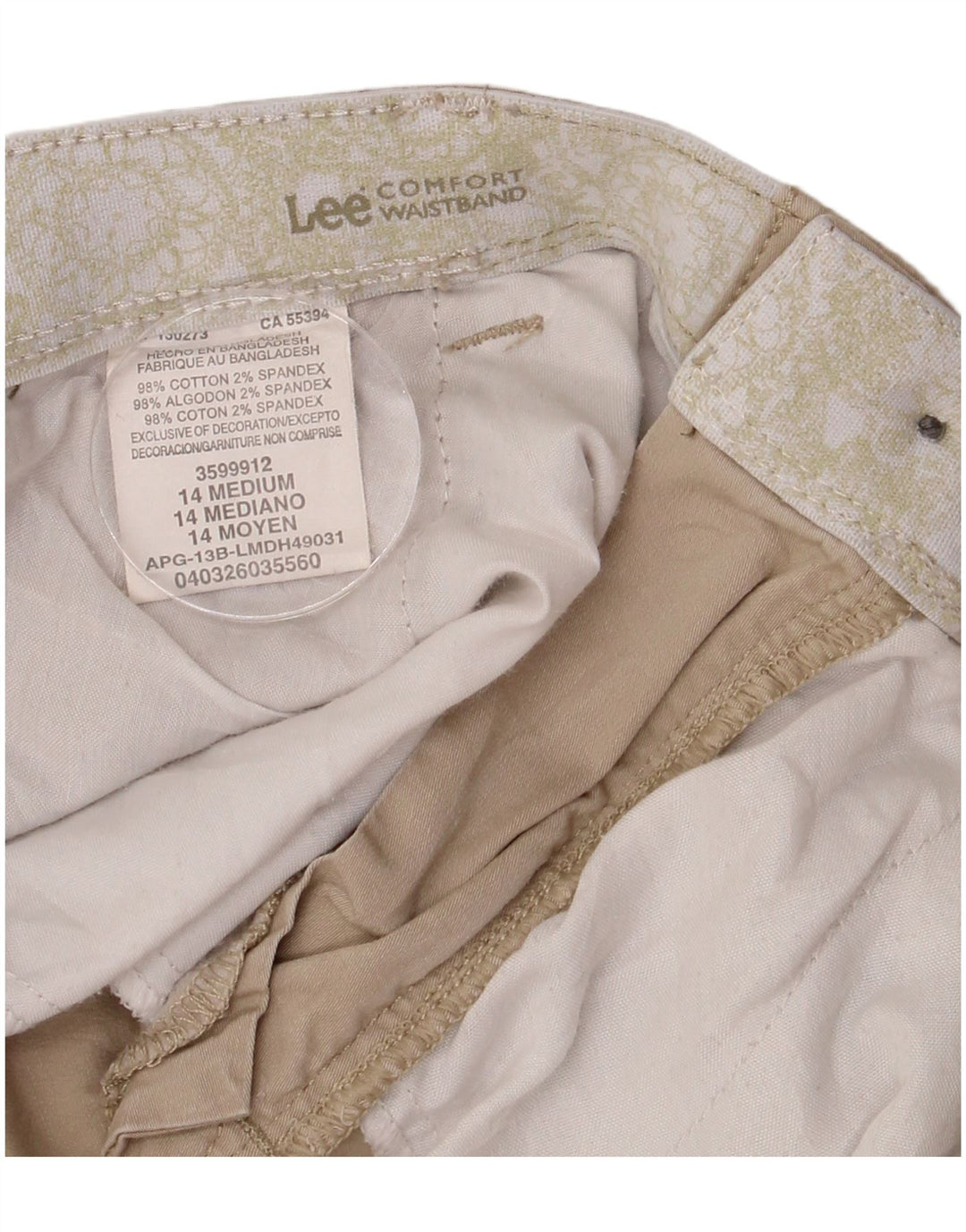 Damskie spodenki cargo Lee US 14 XL W34 beżowa bawełna