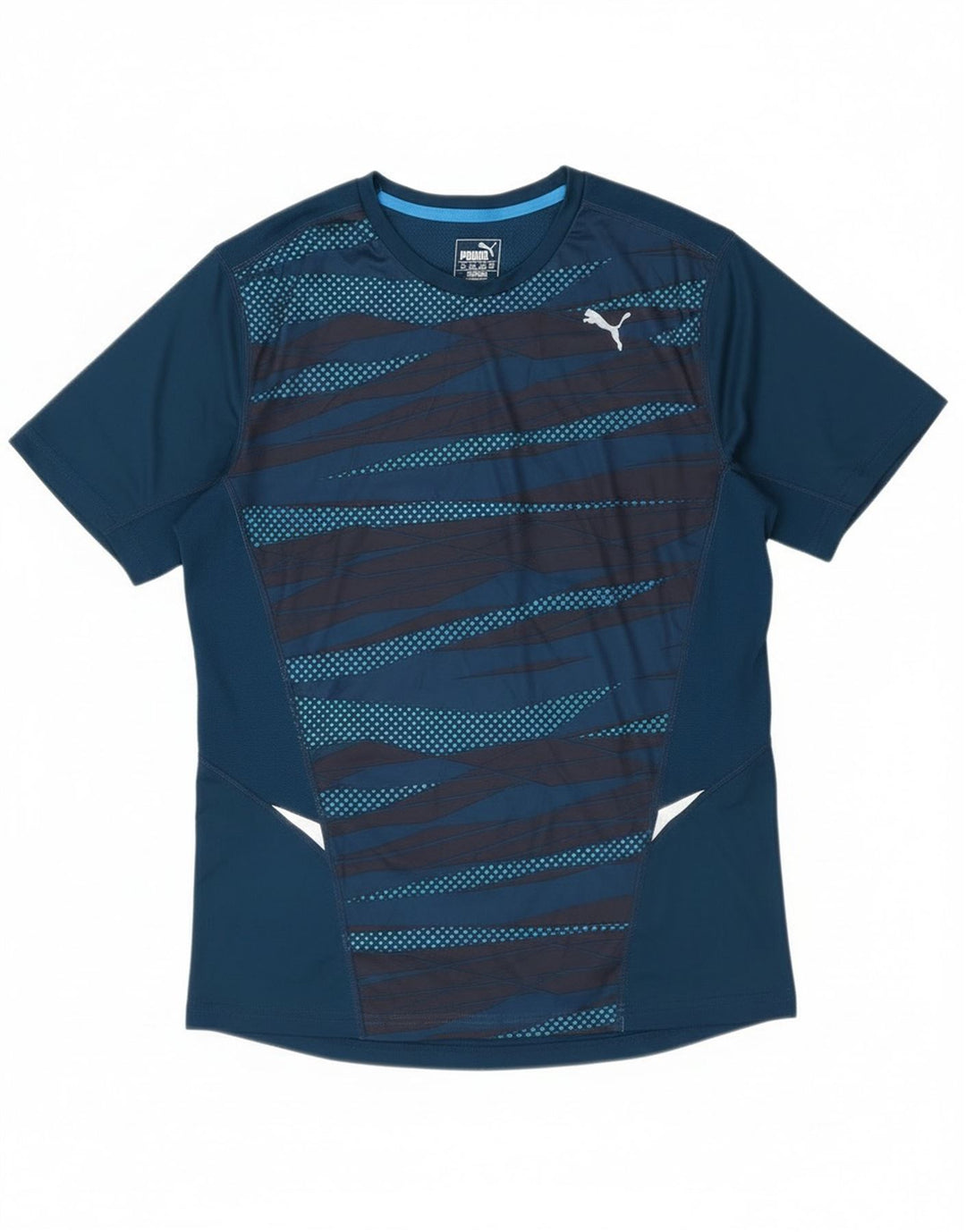 Męska koszulka z grafiką Puma, średni niebieski geometryczny poliester