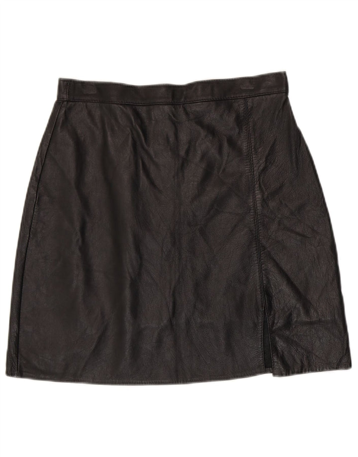 Mini skórzana spódnica damska VINTAGE W28 Średnia Czarna
