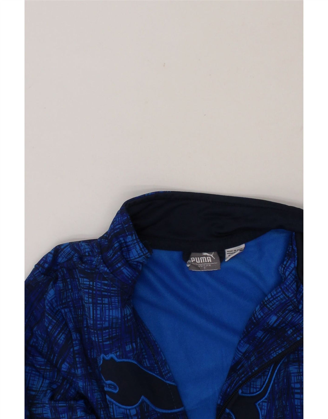 PUMA Boys Graphic Tracksuit Top Jacket 6-7 Years Blue Polyester Vintage Puma and Second-Hand Puma from Messina Hembry 