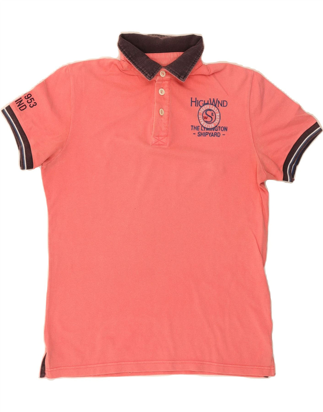 WAMPUM Mens Graphic Polo Shirt Large Pink Cotton Vintage Wampum and Second-Hand Wampum from Messina Hembry 