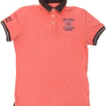 WAMPUM Mens Graphic Polo Shirt Large Pink Cotton Vintage Wampum and Second-Hand Wampum from Messina Hembry 