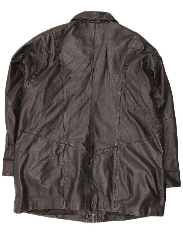 Damski płaszcz skórzany Gapelle oversize UK 18 XL, czarny