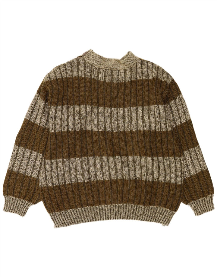 Męski sweter z golfem Frank Pepperone XL, wełniany w paski khaki
