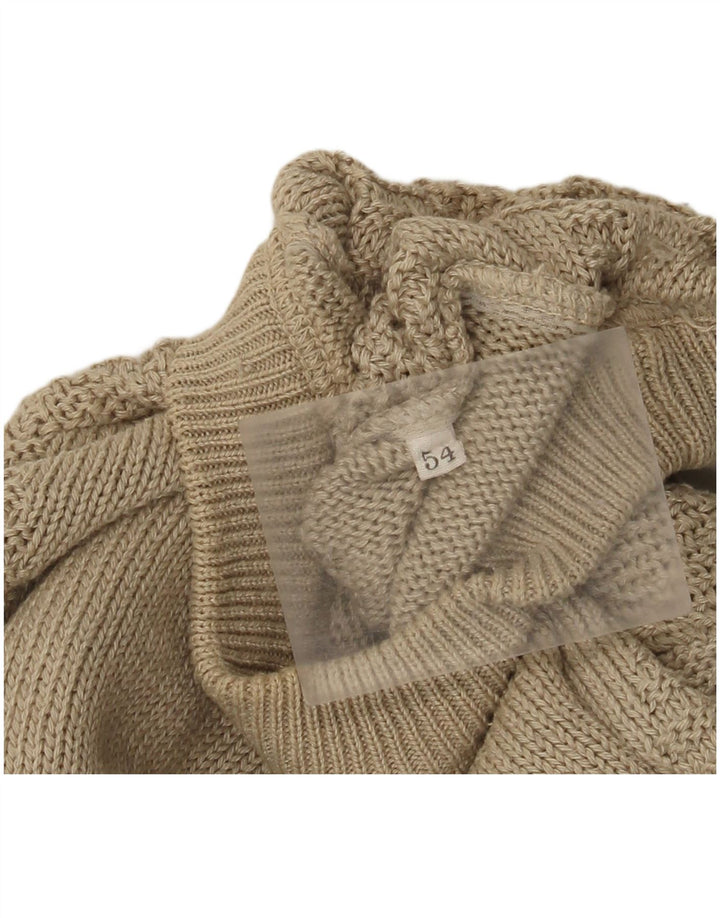 Sweter męski z okrągłym dekoltem w stylu vintage IT 54 XL, beżowy