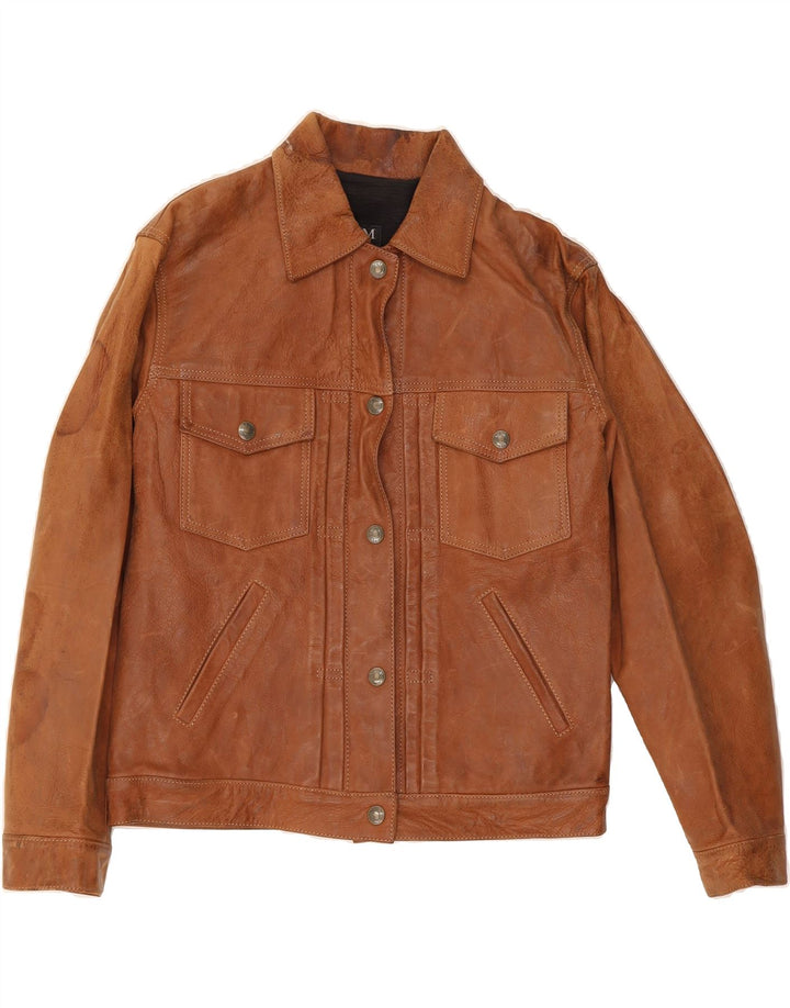 VINTAGE Womens Leather Jacket IT 42 Medium Brown Leather Vintage Vintage and Second-Hand Vintage from Messina Hembry 