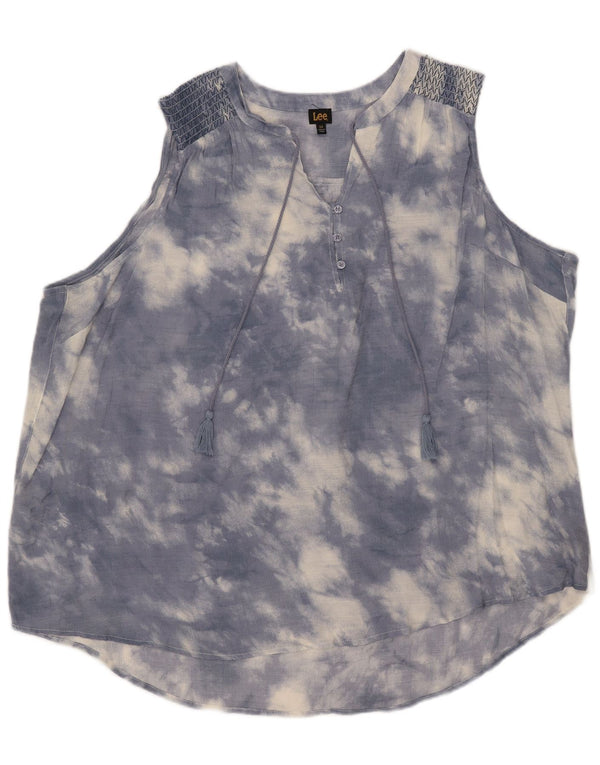 Damska bluzka oversize bez rękawów Lee UK 22 3XL Niebieski Tie Dye Rayon