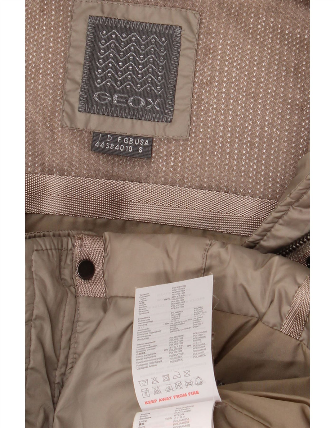 Damska kurtka wyściełana Geox Respira Oversize UK 10, mała, beżowa, poliester