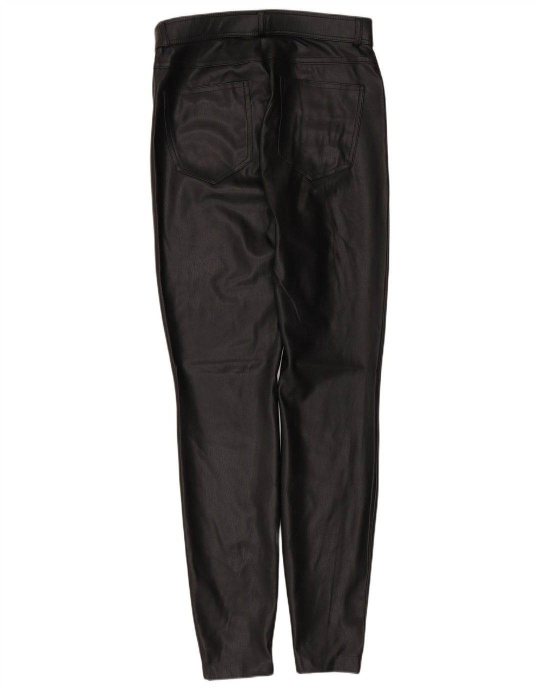 Spodnie damskie Zara Slim ze sztucznej skóry, średnie W28 L28, czarne, poliuretanowe