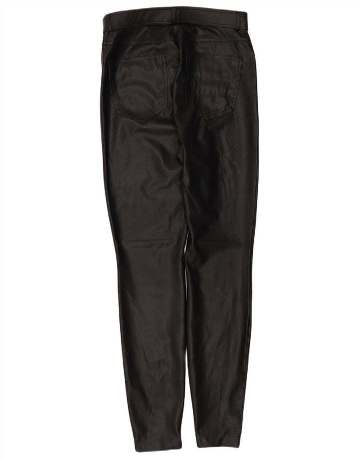 Spodnie damskie Zara Slim ze sztucznej skóry, średnie W28 L28, czarne, poliuretanowe