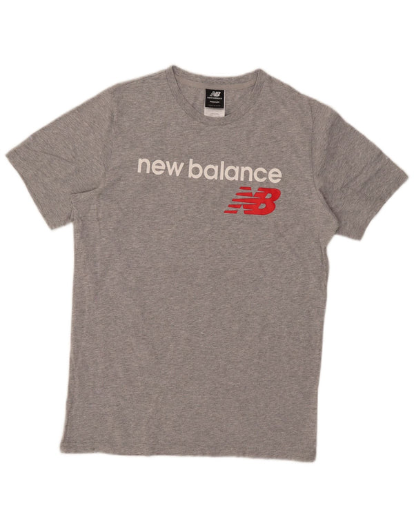 Męska koszulka z grafiką New Balance, średnia szara bawełniana nakrapiana