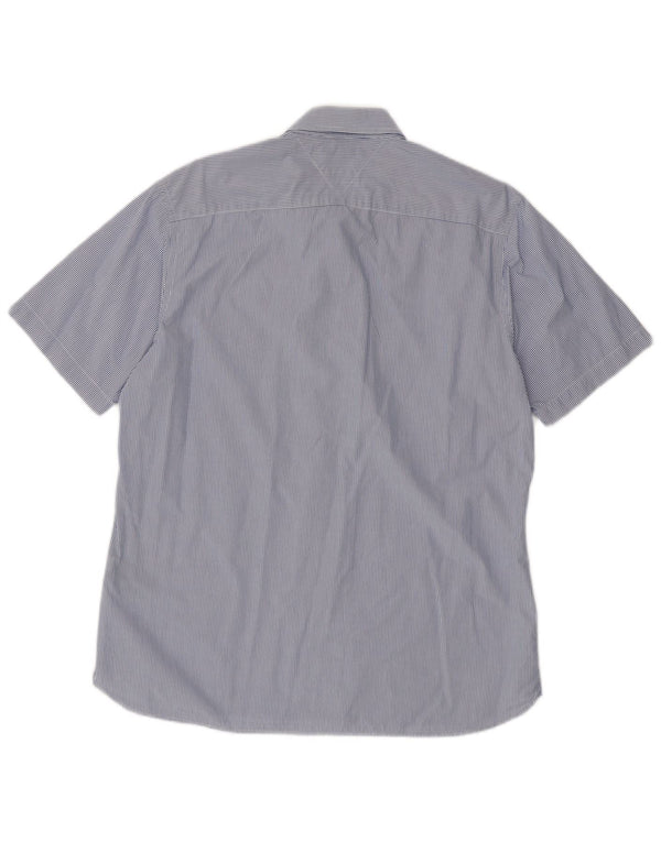 Męska koszula z krótkim rękawem Tommy Hilfiger o dopasowanym kroju, w duże niebieskie prążki