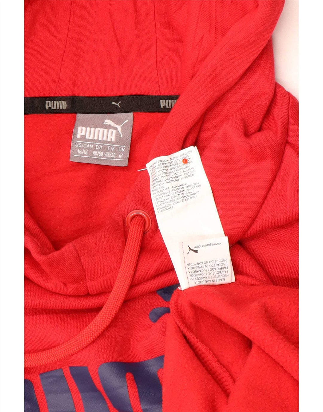 Męski sweter z kapturem Puma z grafiką, średnio czerwony, bawełniany