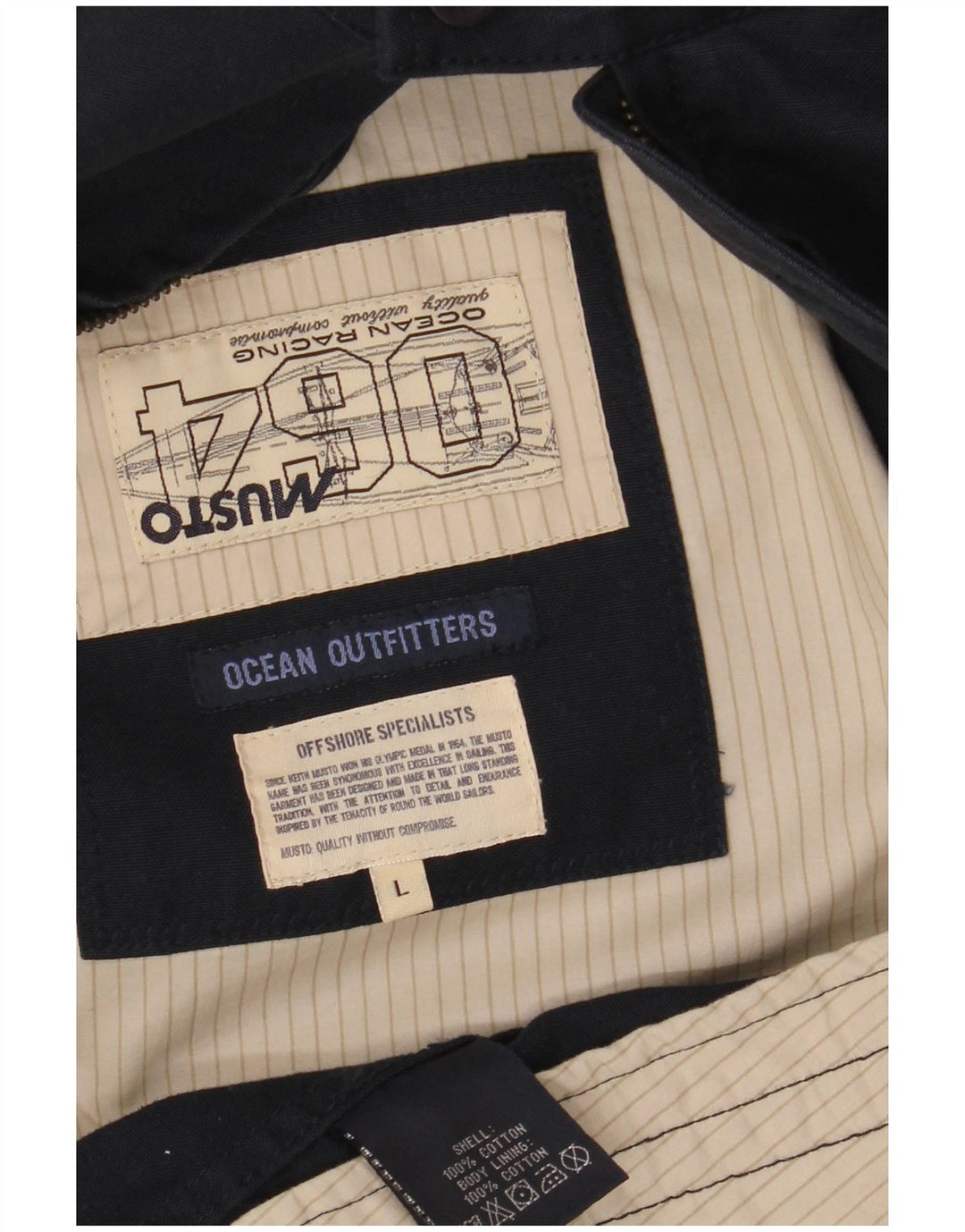 MUSTO Męska kurtka bomberka UK 40, duża, granatowa, bawełniana