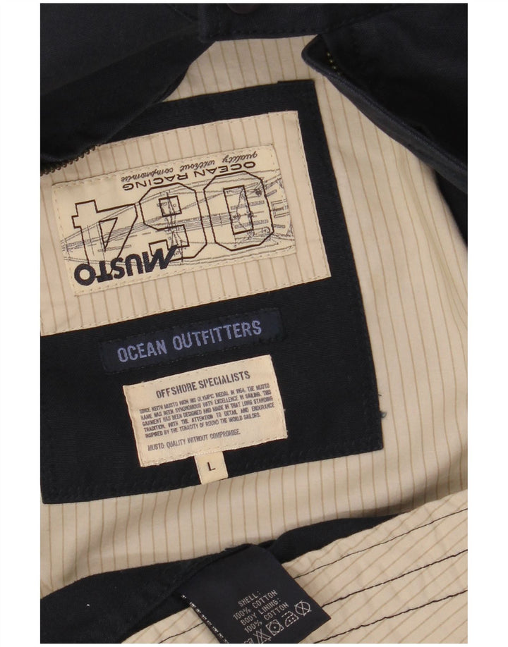 MUSTO Męska kurtka bomberka UK 40, duża, granatowa, bawełniana