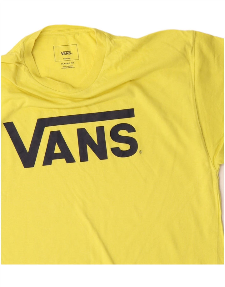 Męski T-shirt VANS o klasycznym kroju z grafiką, średni żółty, bawełniany