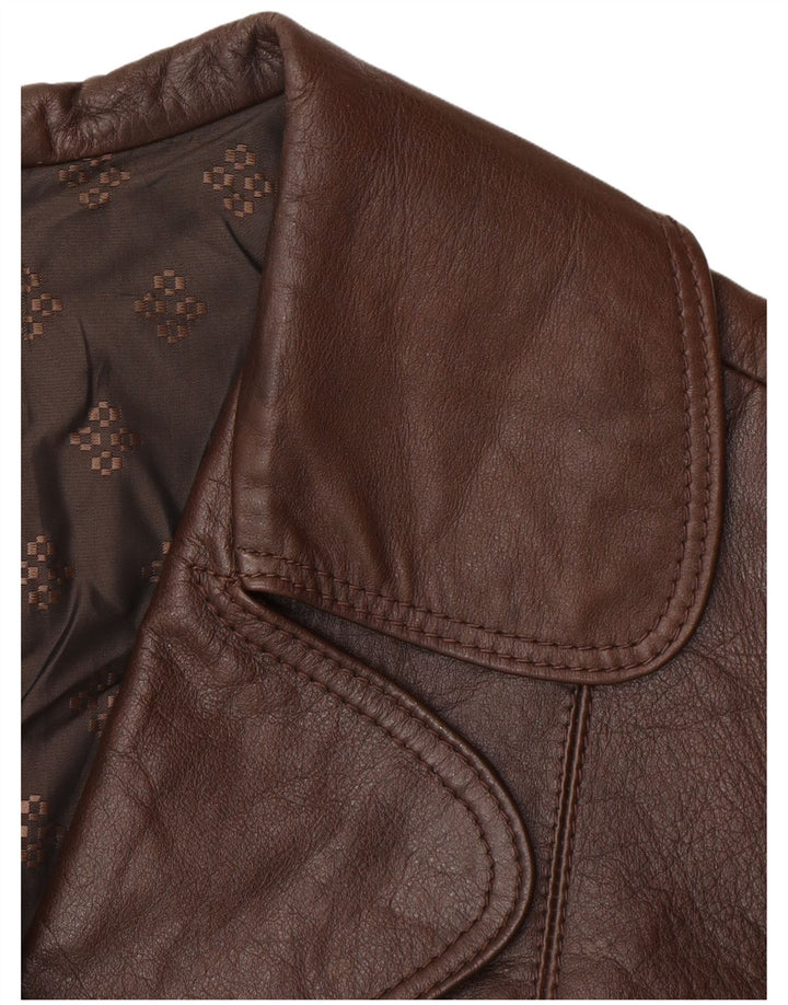 Vintage damski płaszcz skórzany UK 14 średni brąz