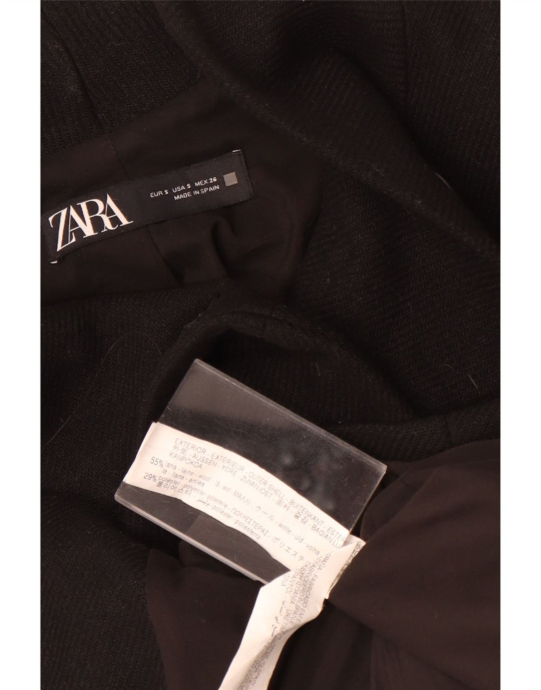 Damski płaszcz oversize Zara UK 10 Small, czarny, wełniany