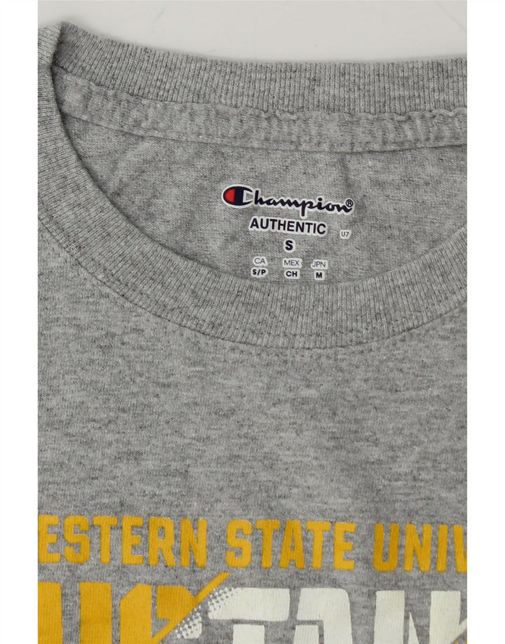 CHAMPION Mens Mustangs Graphic T-Shirt Top Small Grey Cotton Vintage Champion and Second-Hand Champion from Messina Hembry 
