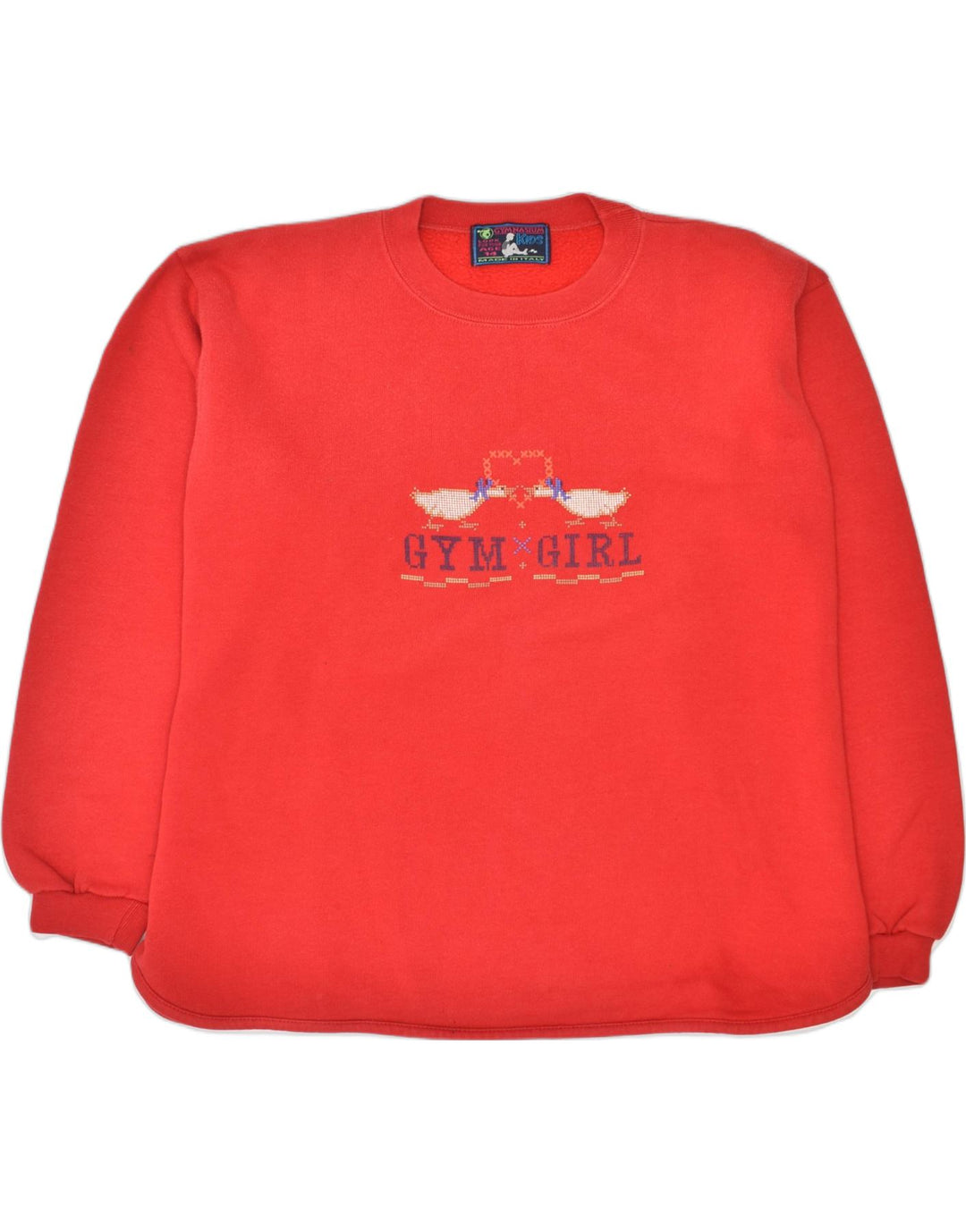 VINTAGE Girls Graphic Sweatshirt Jumper 13-14 Years Red Cotton | Vintage | Thrift | Second-Hand | Used Clothing | Messina Hembry 