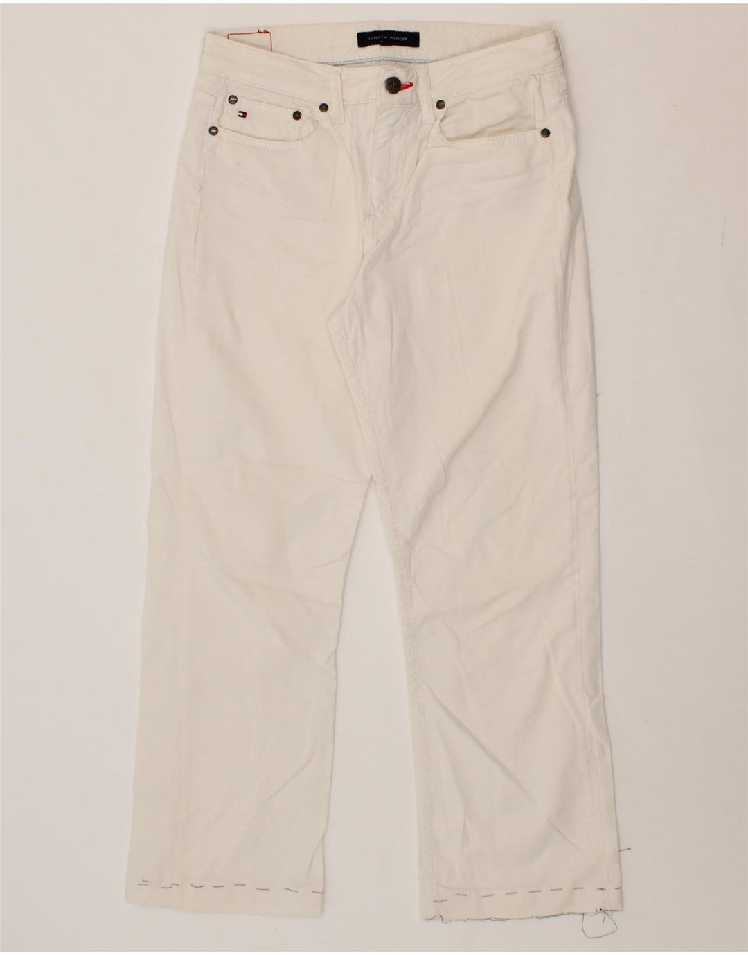 TOMMY HILFIGER Womens Straight Jeans W28 L26  White Cotton Vintage Tommy Hilfiger and Second-Hand Tommy Hilfiger from Messina Hembry 