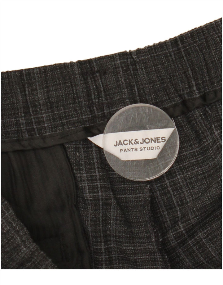 Męskie spodnie typu chino Jack & Jones, duże, szare, z poliestru w kratę