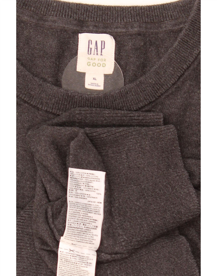 Męski sweter z okrągłym dekoltem GAP XL, szara bawełna