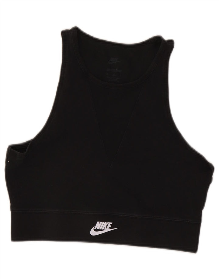 Damski top biustonoszowy Nike UK 12, średni czarny, bawełniany