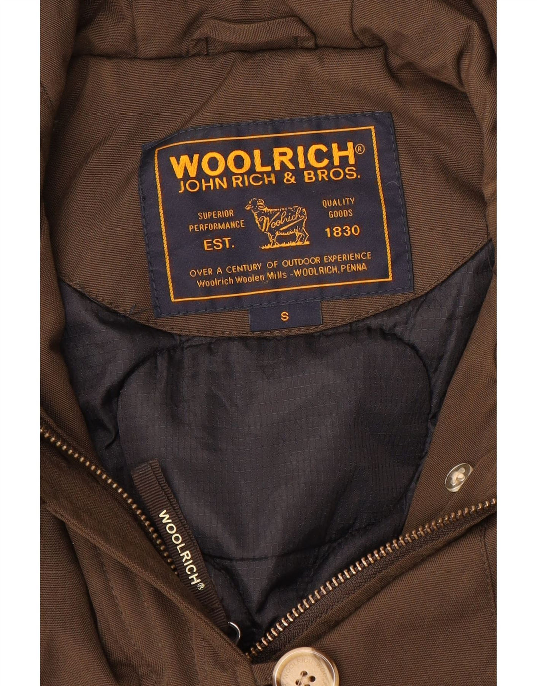 Damska kurtka bomberka z kapturem Woolrich UK 10, mała brązowa