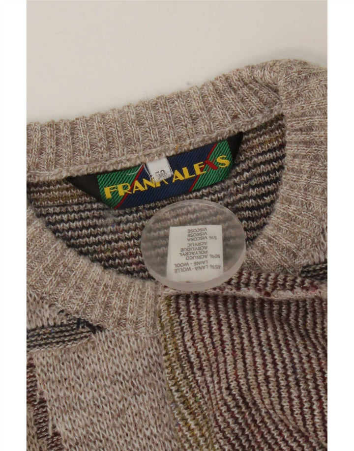 Męski sweter z okrągłym dekoltem Frank Alexs IT 50 Średnioszary, geometryczny wełniany
