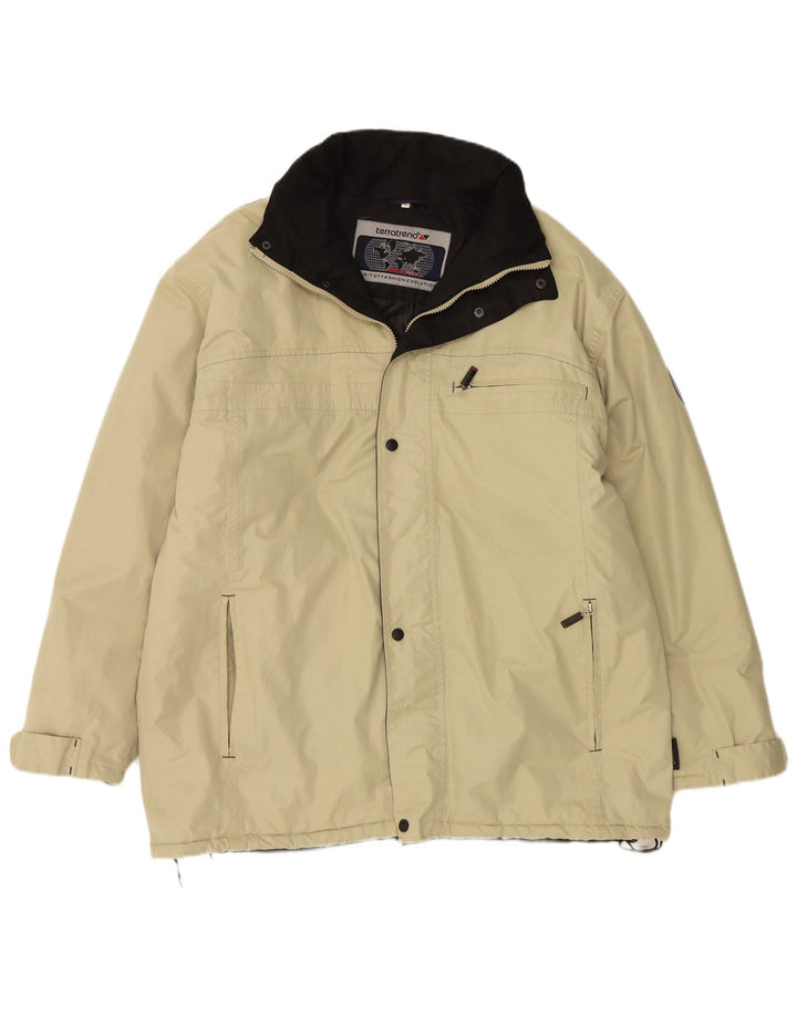 Męska kurtka wiatrówka z kapturem VINTAGE UK 42 XL Beżowy poliester