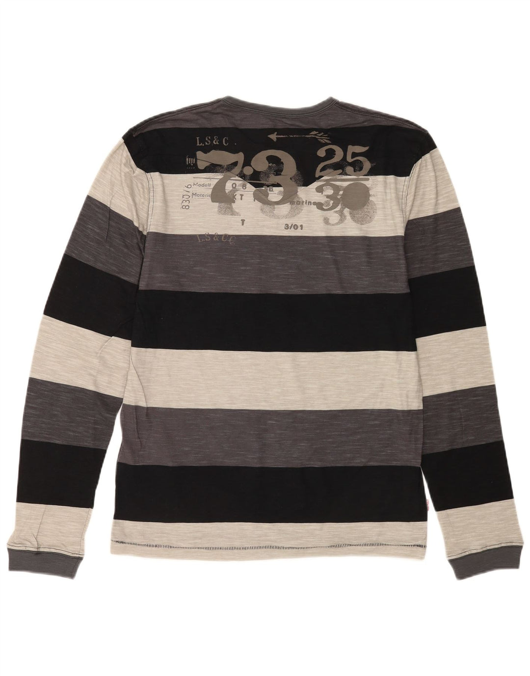 Męski graficzny top Levi's z długim rękawem, dużą, wielobarwną bawełną w paski