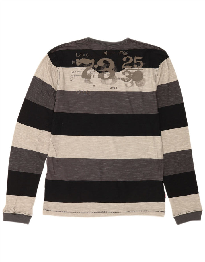 Męski graficzny top Levi's z długim rękawem, dużą, wielobarwną bawełną w paski